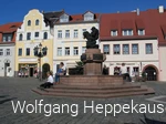 Marktplatz Wurzen mit Ringelnatzbrunnen